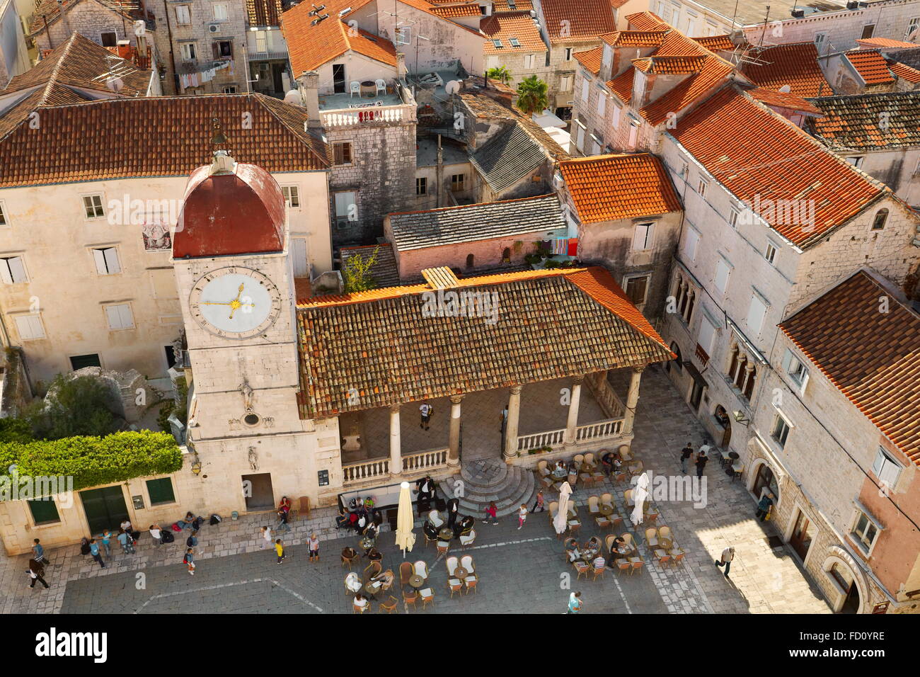 Trogir Croatia, Old Town square in Trogir Stock Photo