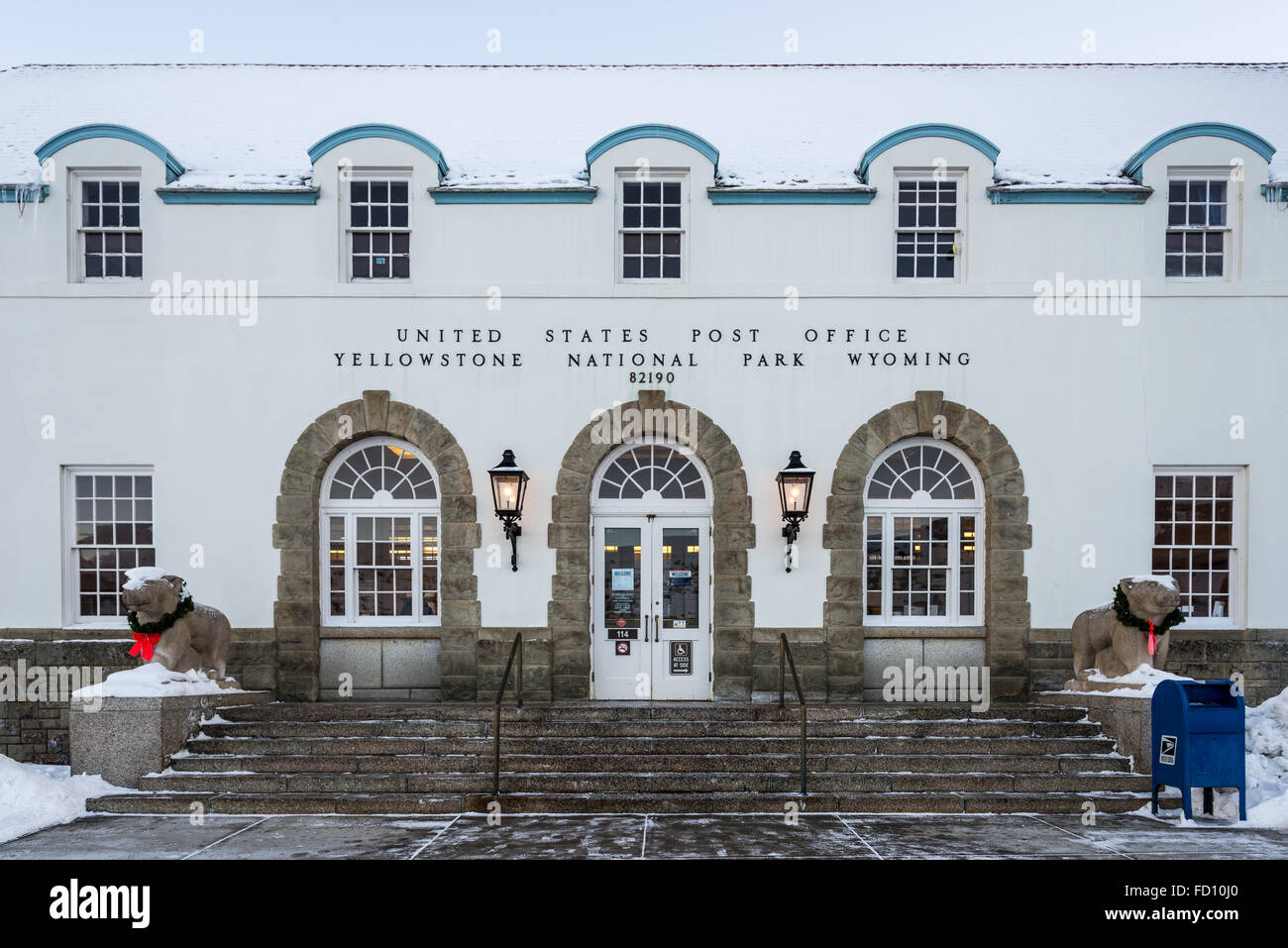 The historical Post Office at Mammoth Hot Springs, Yellowstone National Park, Wyoming, USA. Stock Photo