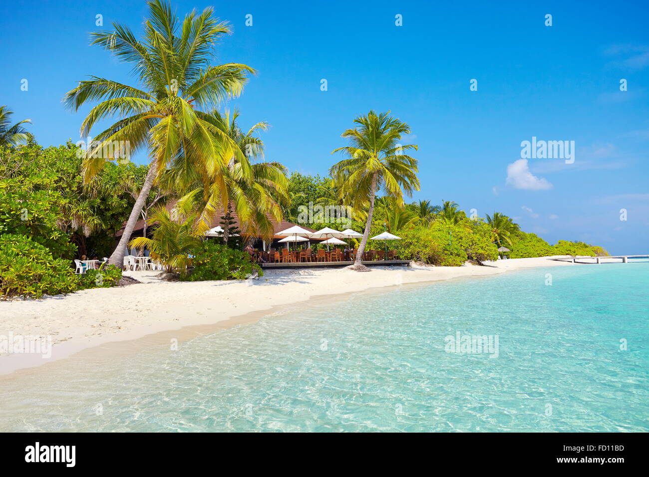 Tropical beach at Maldives Island, Ari Atoll Stock Photo