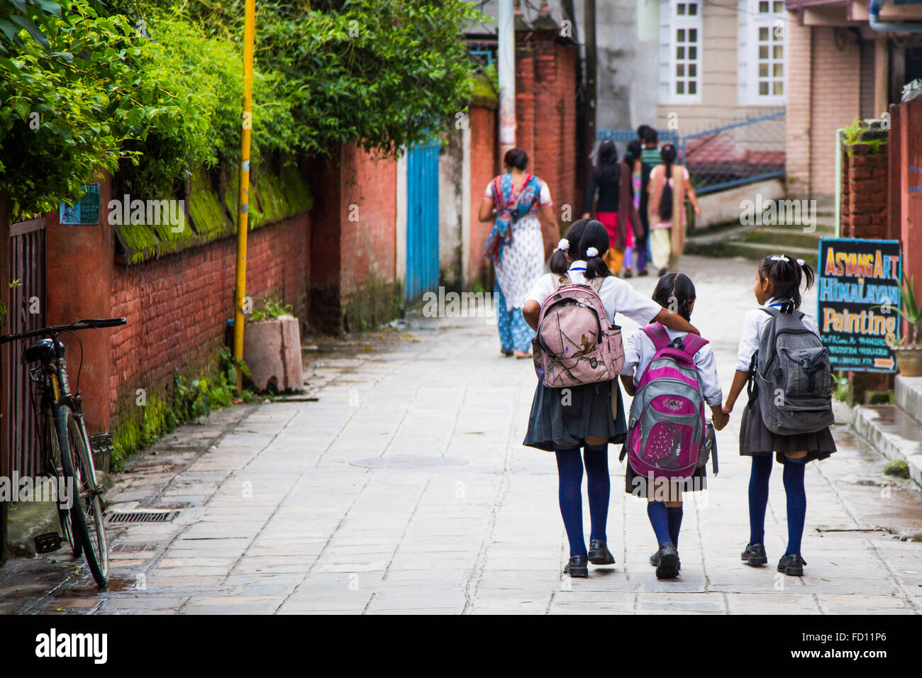 School children in Kathmandu, Nepal Stock Photo