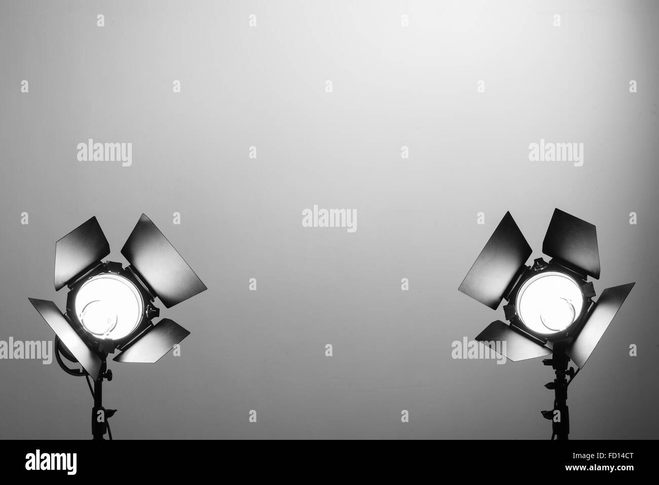 Empty photo studio with lighting equipment Stock Photo