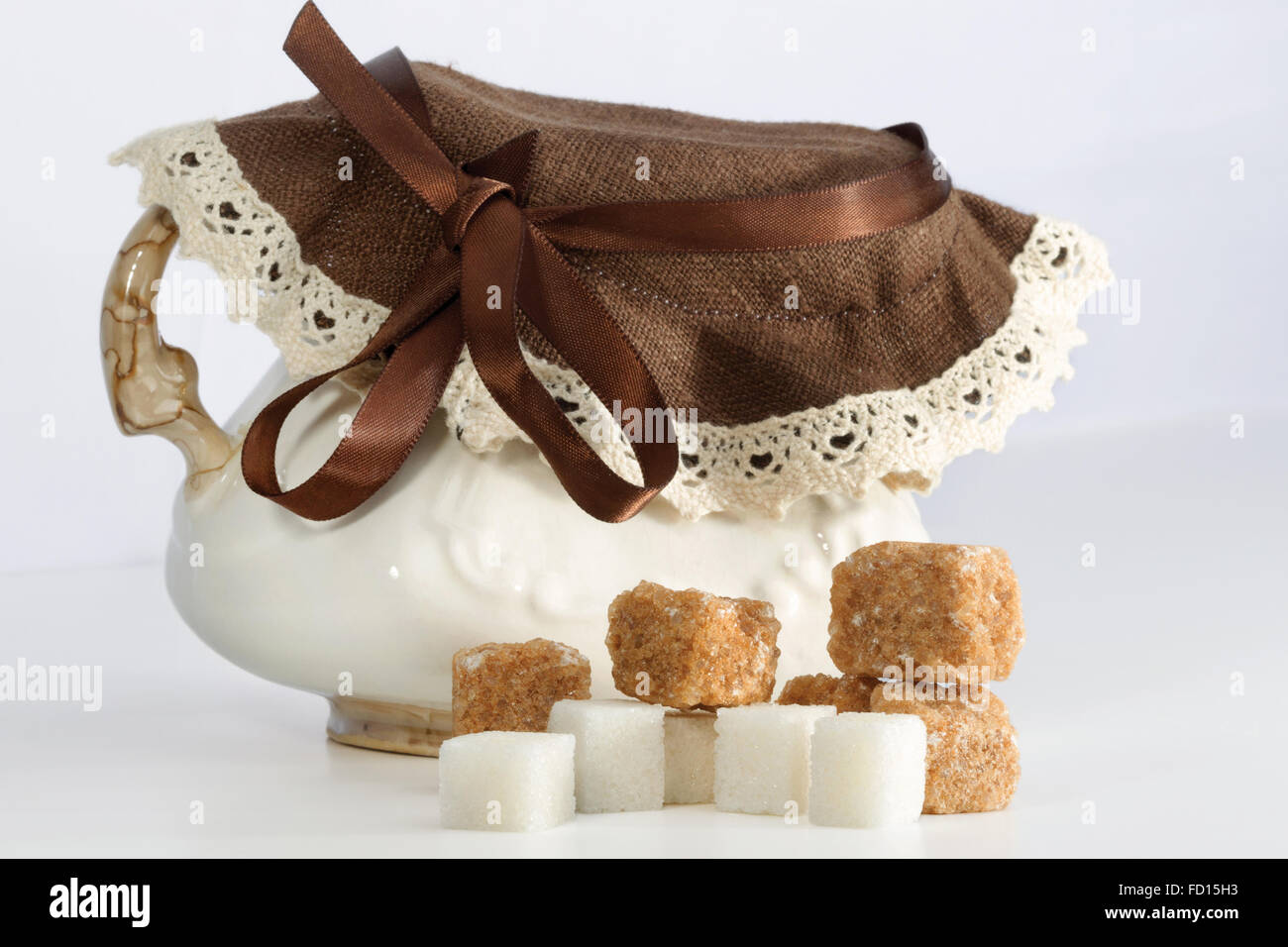 Several types of white sugar - refined sugar and granulated sugar Stock Photo