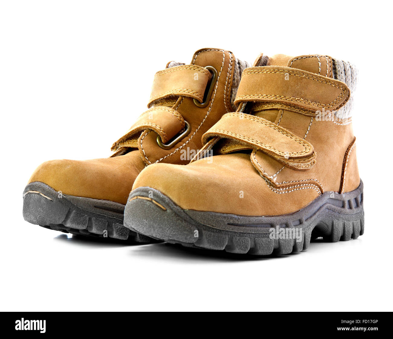 A pair of new hiking boots on white background Stock Photo - Alamy