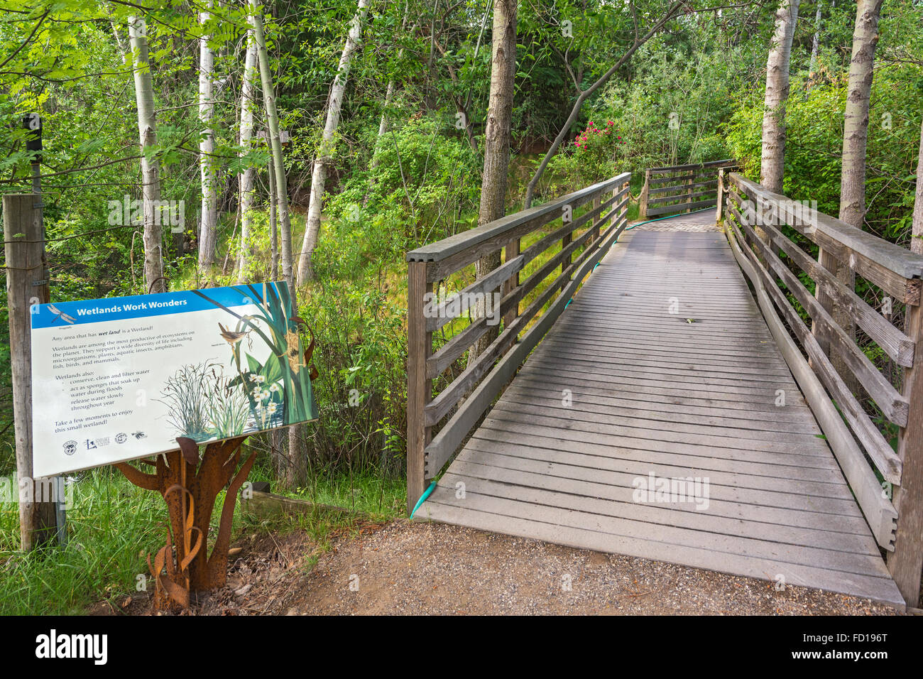 Idaho, Boise, Morrison Knudsen Nature Center, wetlands sign Stock Photo