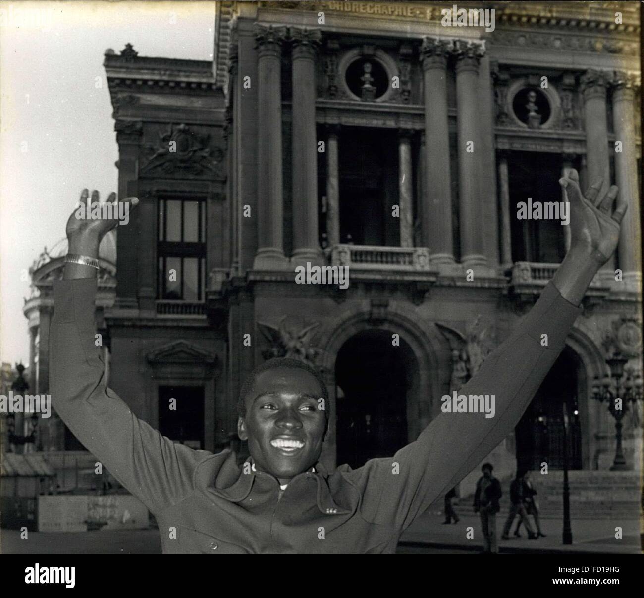 1968 - Hello, Paris! Olympic Black Champion On Visit To French Capital: Akii Bua, The Black Athlete, Olympic Gold Medal And Holder Of World's 400 M. Hurdles Record Is Now In Paris As A Guest Of The African Weekly ''Jeune Afrique''. Photo shows Akii Bua Pictured Before The Paris Opera House And During His Press Conference. © Keystone Pictures USA/ZUMAPRESS.com/Alamy Live News Stock Photo