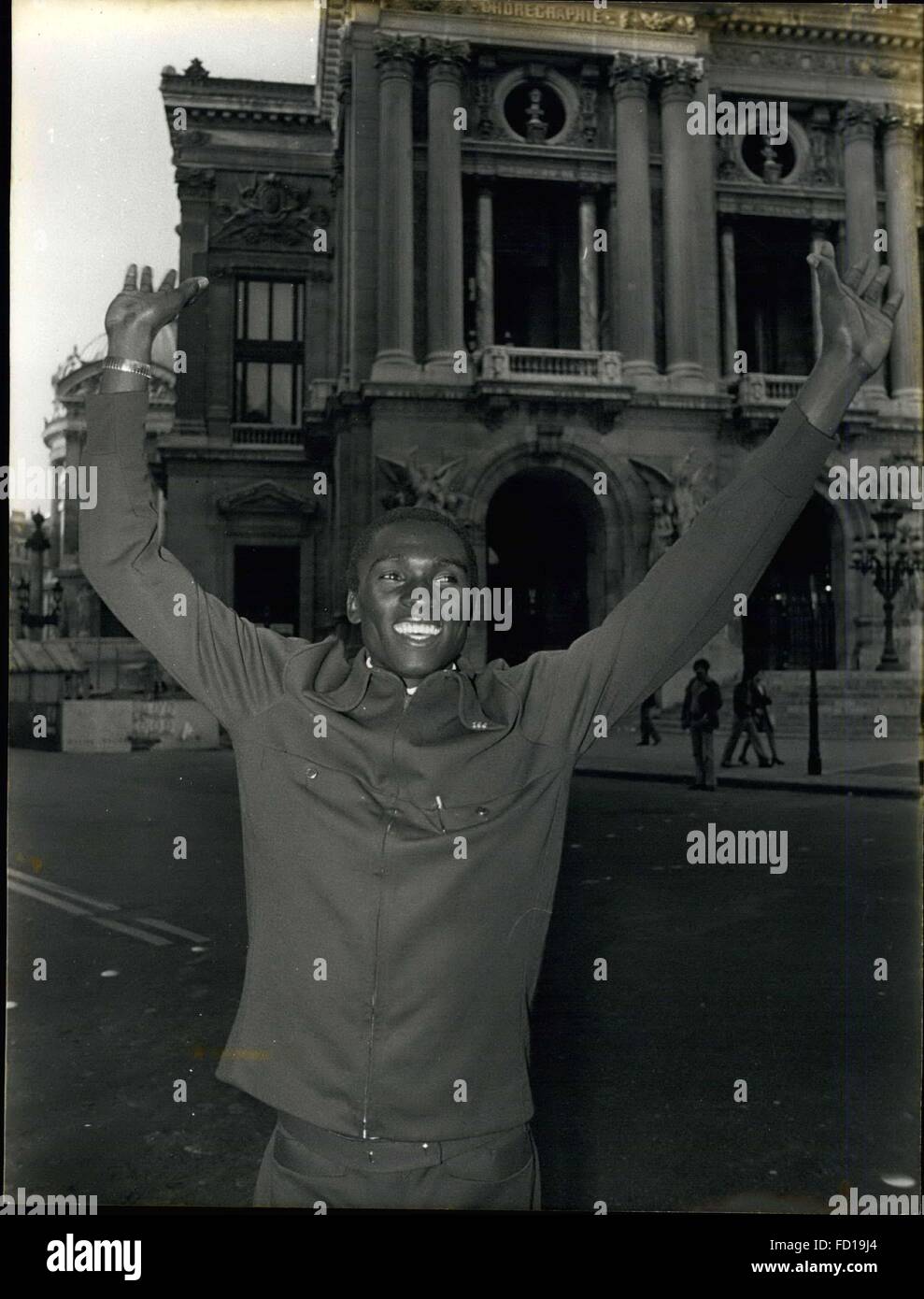 1968 - Hello, Paris: Olympic Black Champion On Visit To French Capital Akii Bua, the black athlete, Olympic Gold Medal and holder of world's 400 M. hurdles record is now in Paris as a guest of the African weekly ''Jeune Afrique:. OPS: Akii Bua pictured before the Paris Opera House and during his press conference. © Keystone Pictures USA/ZUMAPRESS.com/Alamy Live News Stock Photo