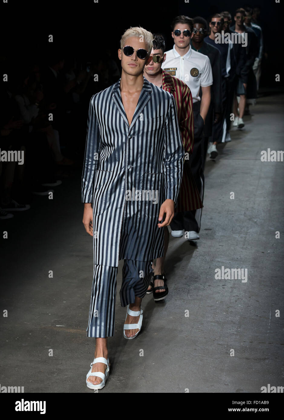 NEW YORK, NY - JULY 14, 2015: Brett MacDonnell walks the runway during the Concept Korea show at NYFW Men’s S/S 2016 Stock Photo