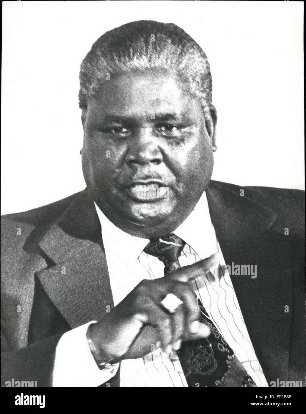 1976 - Nkomo Rhodesia: Joshua Nkomo, one of the leaders of the Patriotic Front addressed a press conference in Librevills during the OAU Heads of States Summit here. © Keystone Pictures USA/ZUMAPRESS.com/Alamy Live News Stock Photo