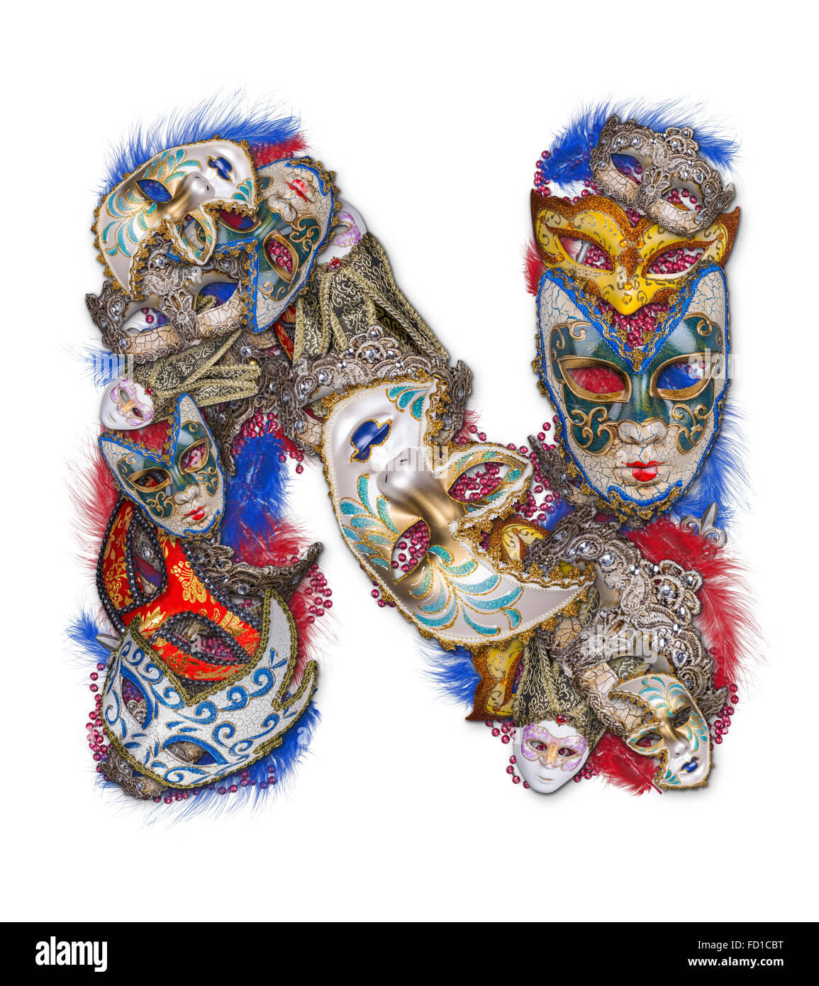 Letter made carnival mask feather hi res stock photography and images