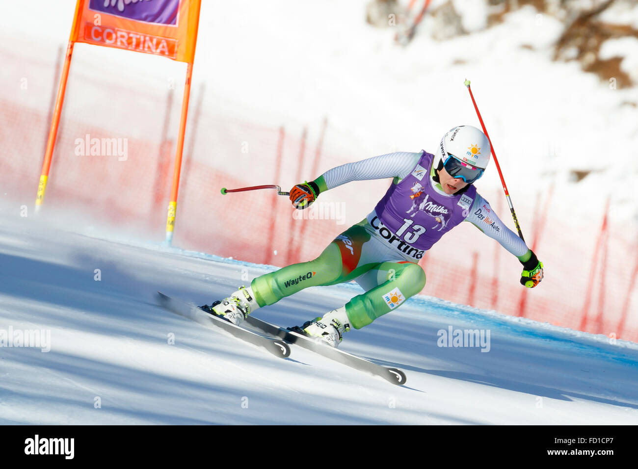 Cortina d’Ampezzo, Italy 23 January 2016. MIKLOS Edit (Hun) competing in the Audi Fis Alpine Skiing World Cup Women’s downhill Stock Photo