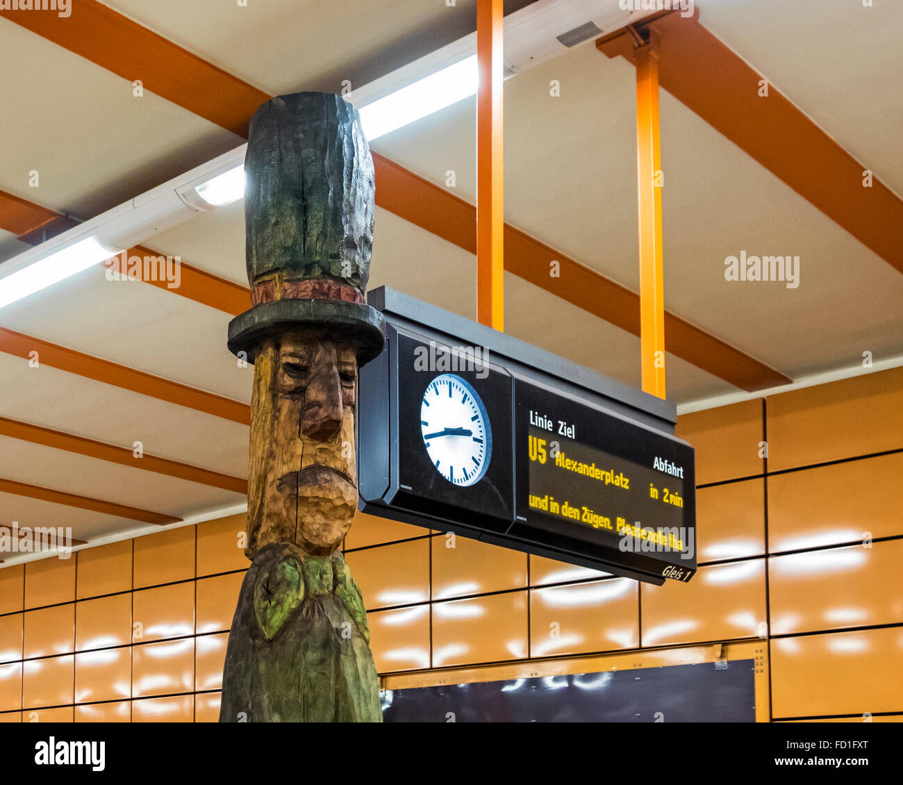 Berlin Schillingstrasse U-bahn U5 Underground railway station, wooden ...
