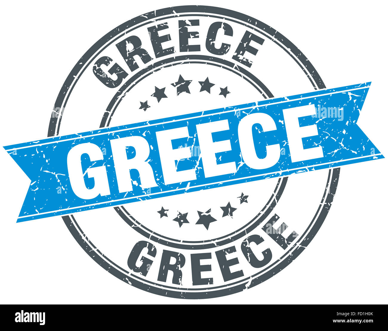 Greece blue round grunge vintage ribbon stamp Stock Photo - Alamy
