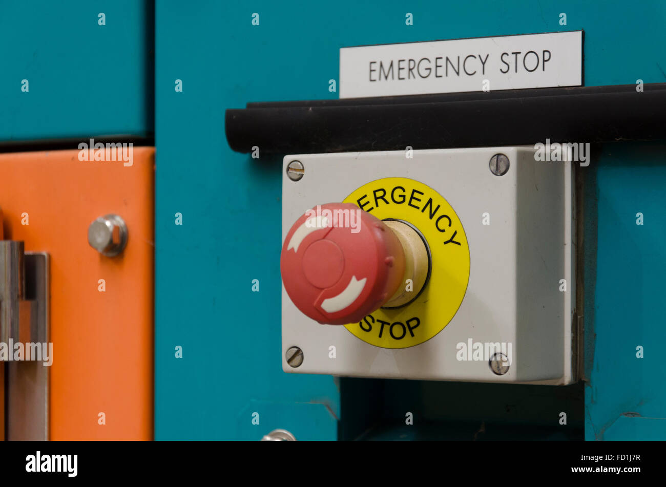 Emergency stop button or kill switch on a machine Stock Photo 94078651