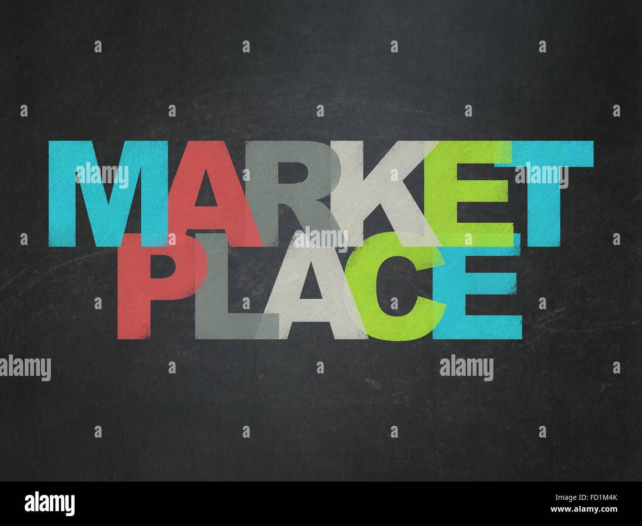 Marketing concept marketplace on school board background stock photo