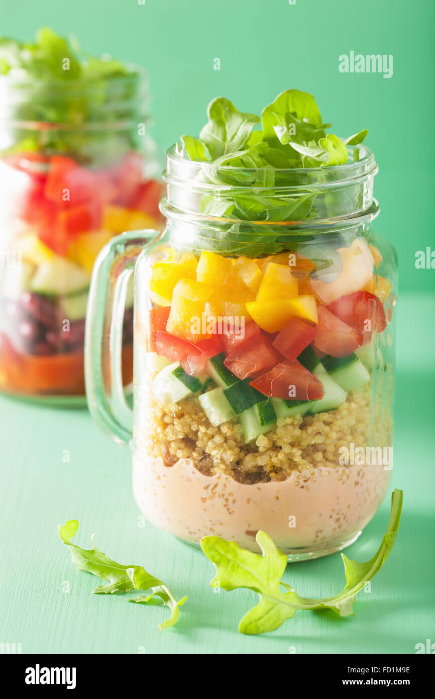 vegan quinoa bean vegetable salad in mason jars Stock Photo Alamy