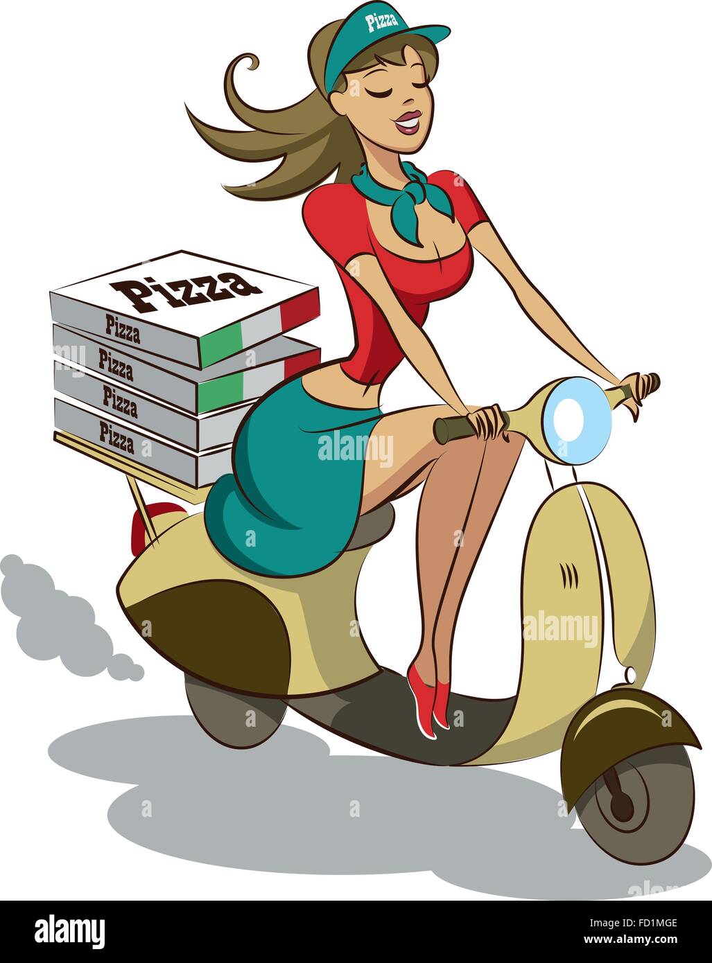 Le ruote posteriori della pizza consegna catena scooter sono bloccati con  una catena antifurto - immagine Foto stock - Alamy