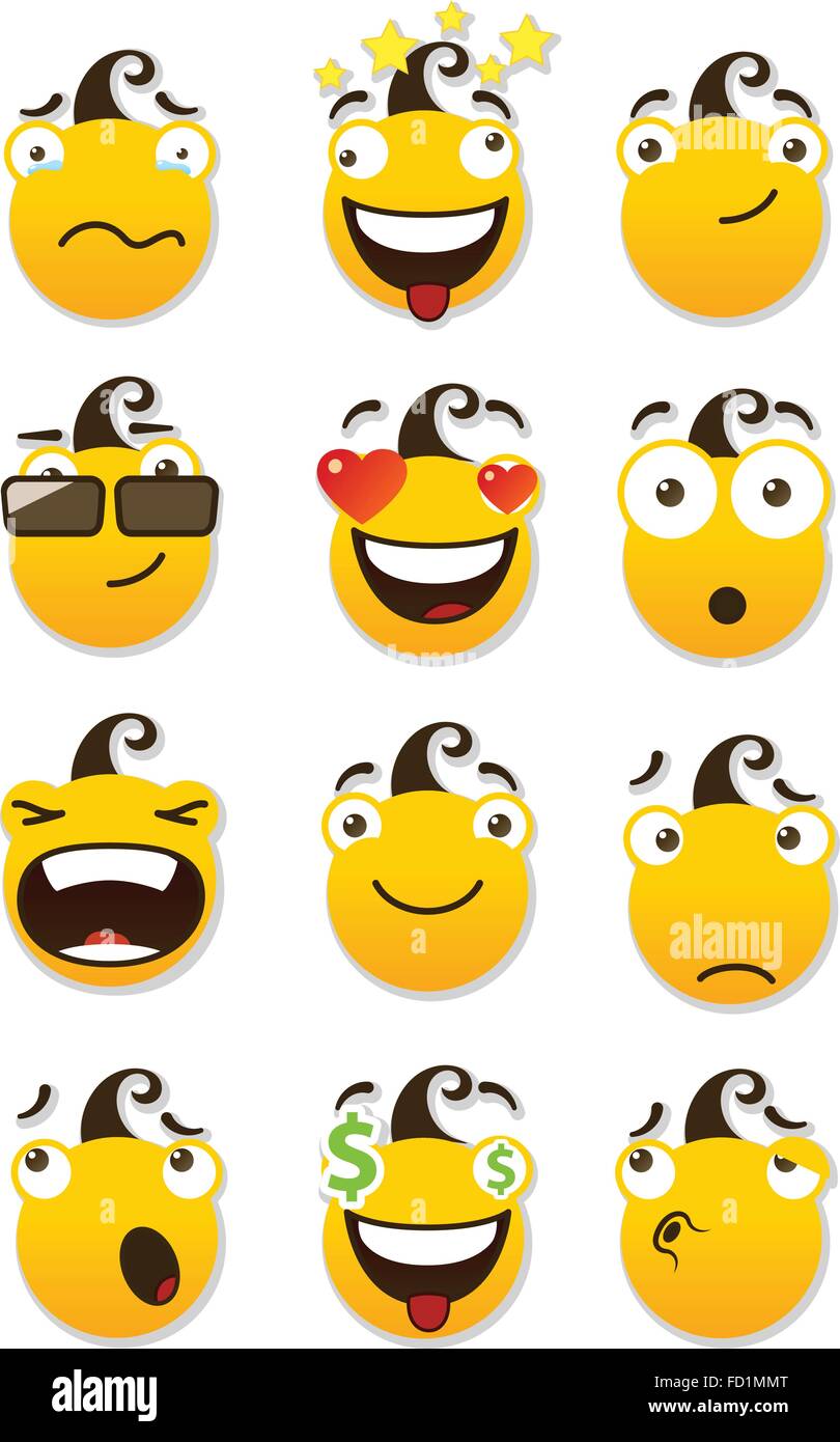 set of smileys. Vector illustration isolated on a white background. Stock Vector