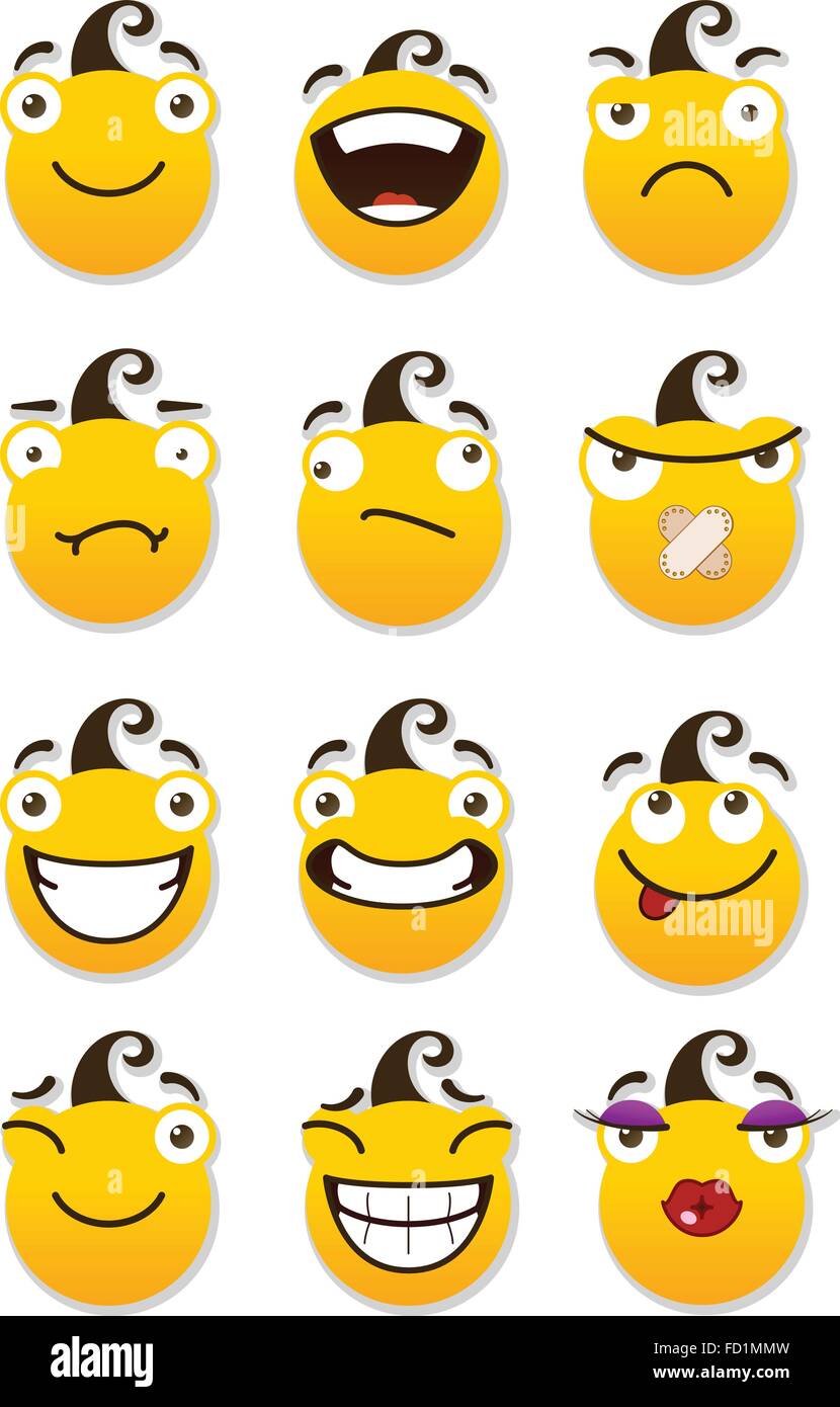 set of smileys. Vector illustration isolated on a white background. Stock Vector