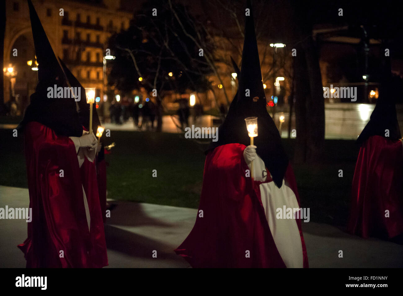 Nocturnal procession of the Christ of prayer in the Holy Week Stock Photo