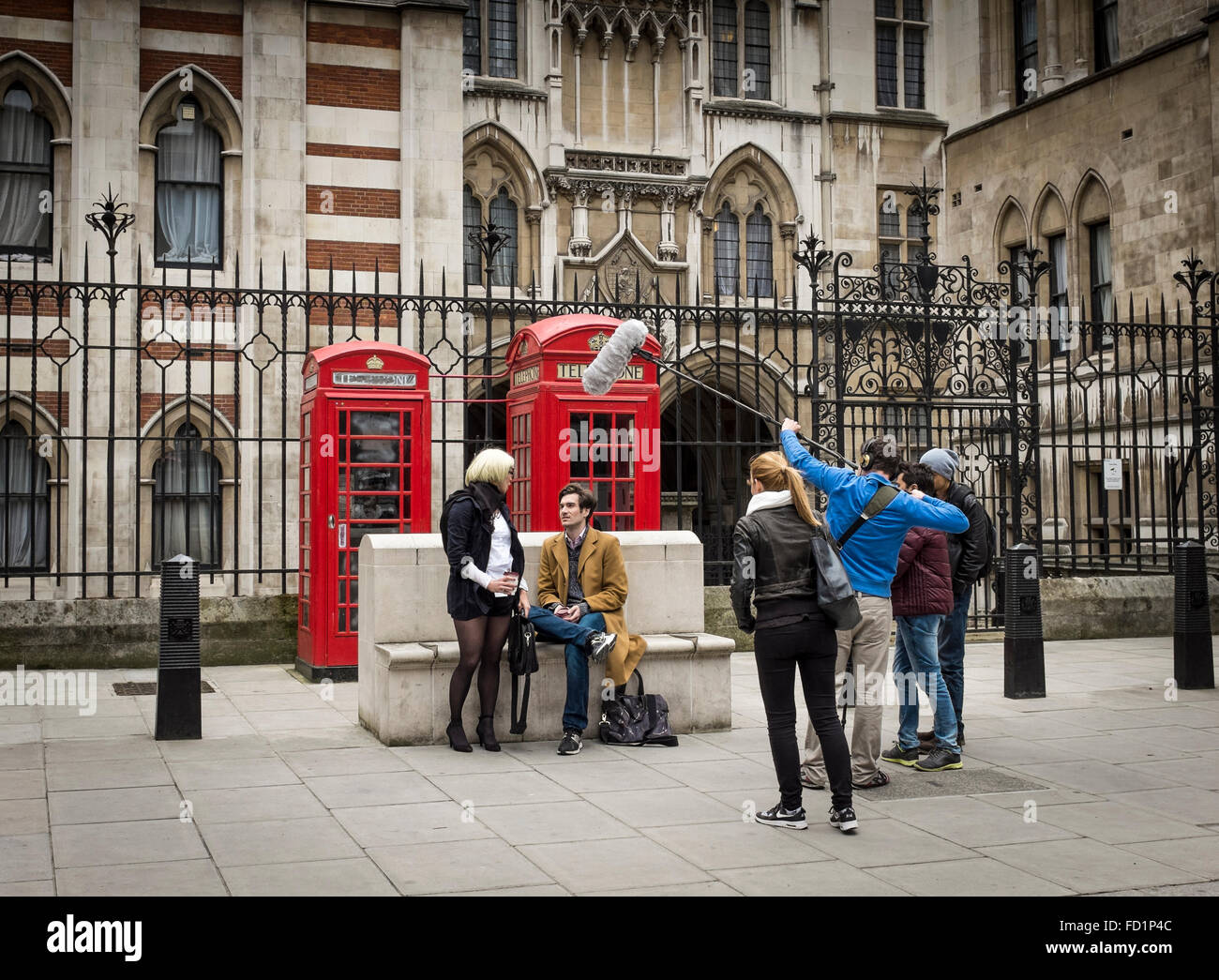Filming scene in the street of London, UK Stock Photo