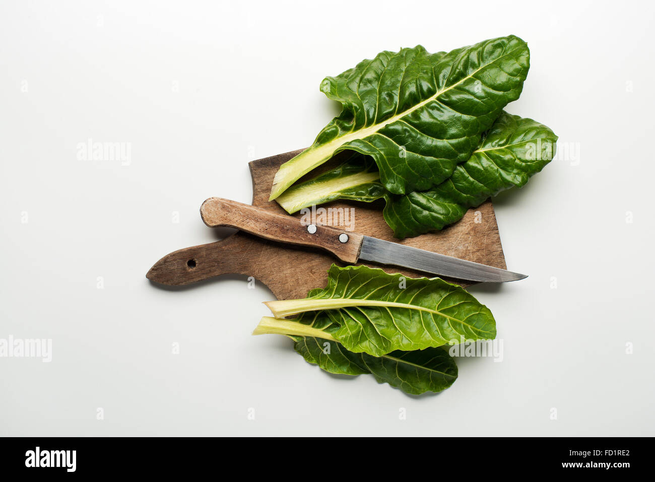Fresh swiss chard leaves isolated on a white background. Stock Photo