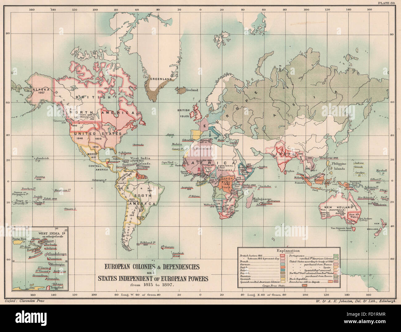 European Colonies Dependencies World From 1815 17 19th Century 1902 Map Stock Photo Alamy