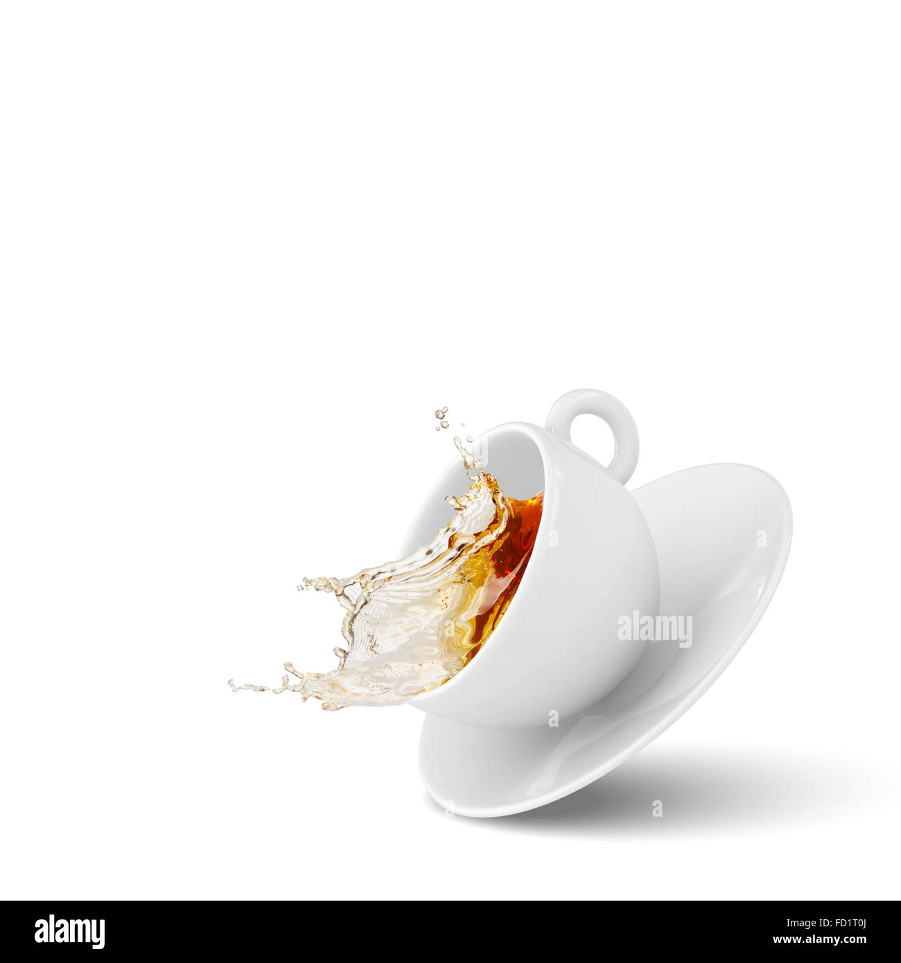 Close Up Image With Falling Cup Of Tea Stock Photo Alamy