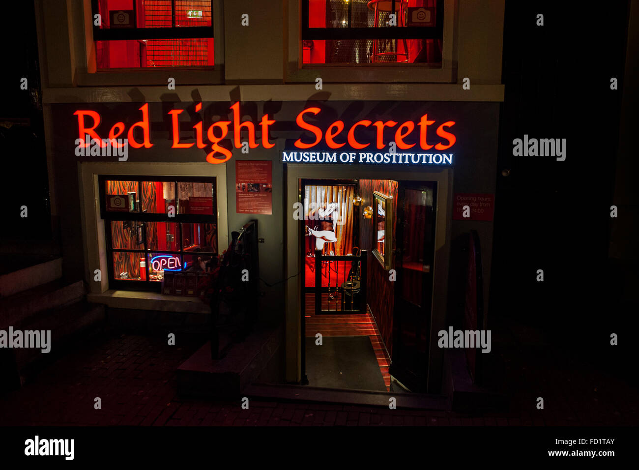 The Museum of prostitution is in the red light district (Rosse Buurt) Amsterdam Stock Photo