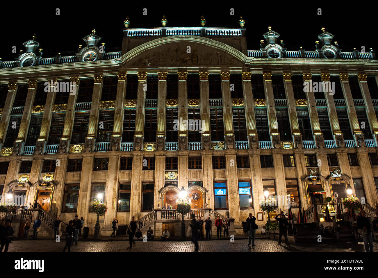 Night view of the Maison des Ducs de Brabant this neoclassical building is located on the Grand Place in Brussels Stock Photo