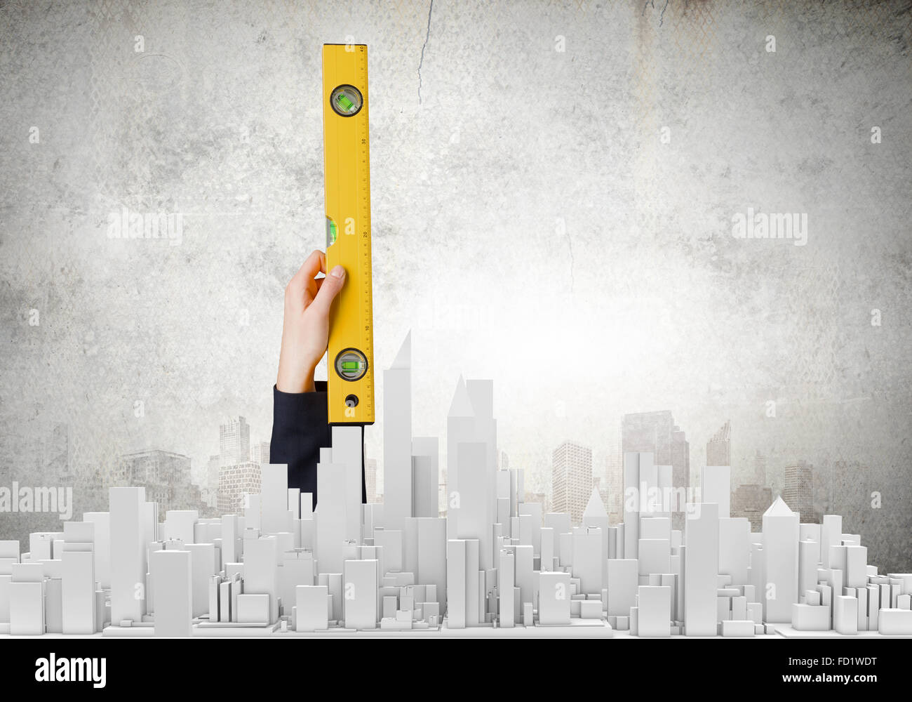 Construction Masuring Ruler Image Close up of female hand measuring construction project with ruler hi ...