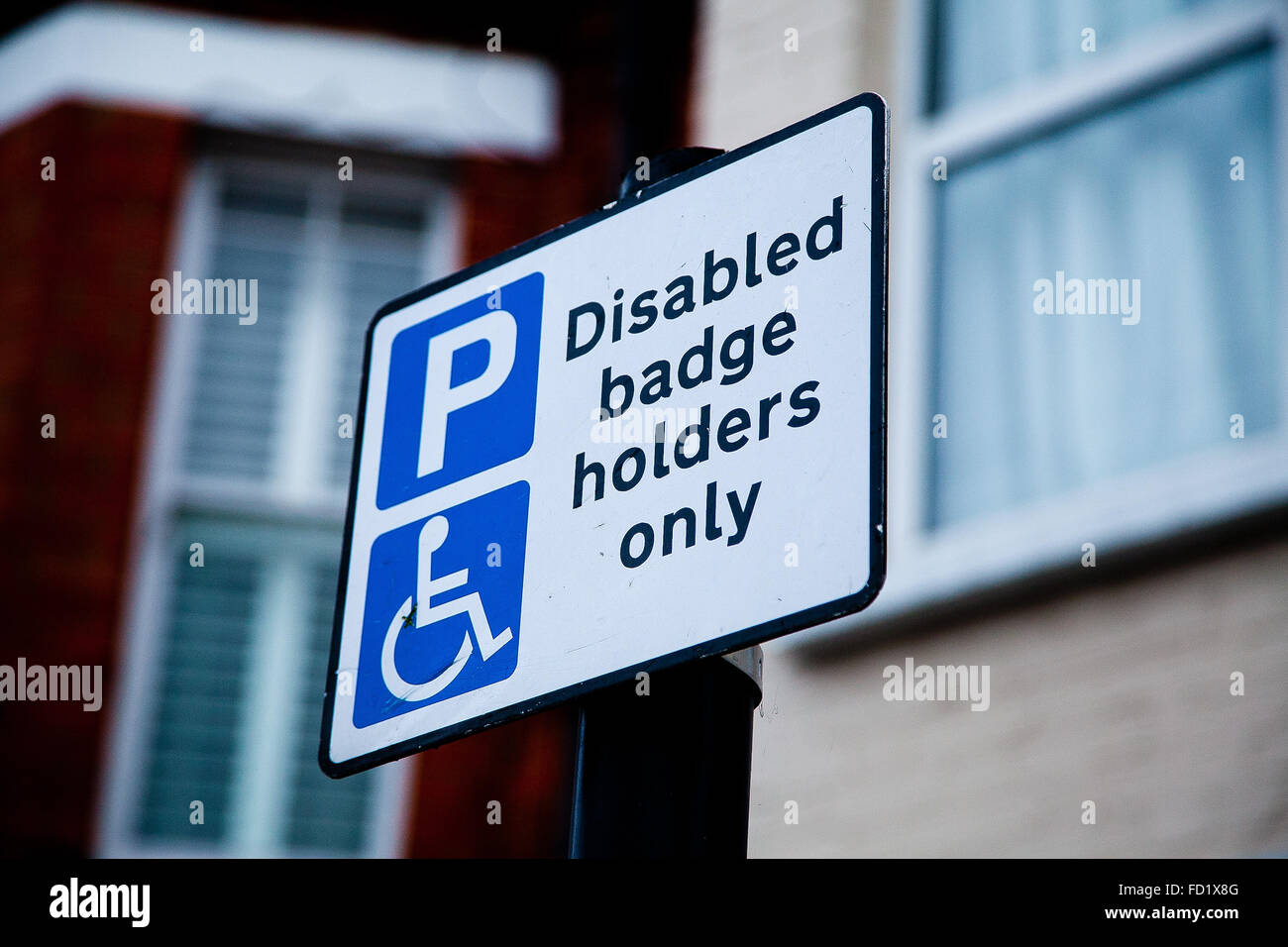 Disable badge holder road sign Stock Photo