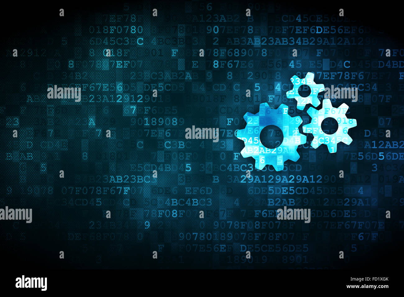 Data concept: Gears on digital background Stock Photo - Alamy