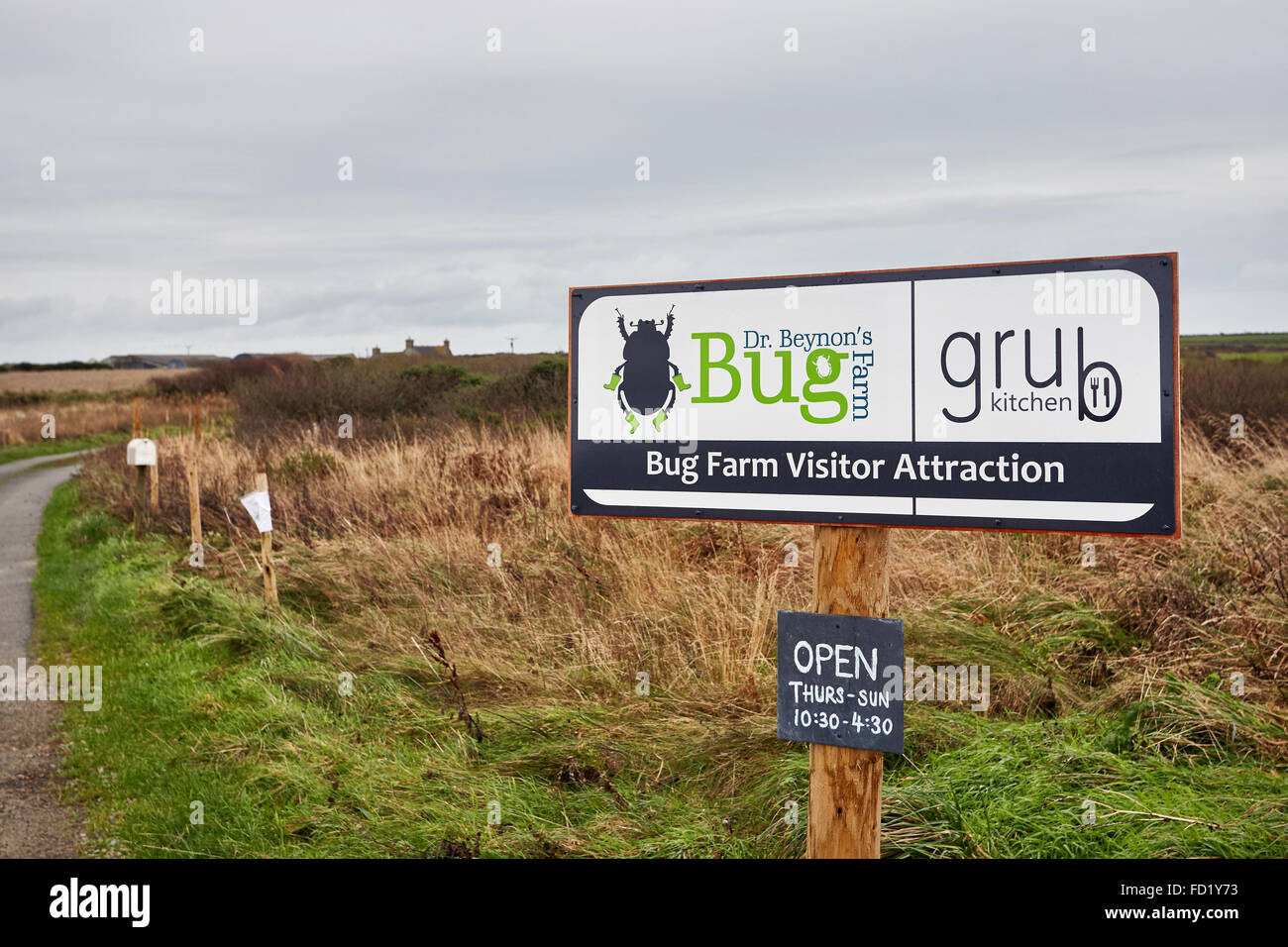 The sign to Bug farm and Grub kitchen, just outside of St Davids ...