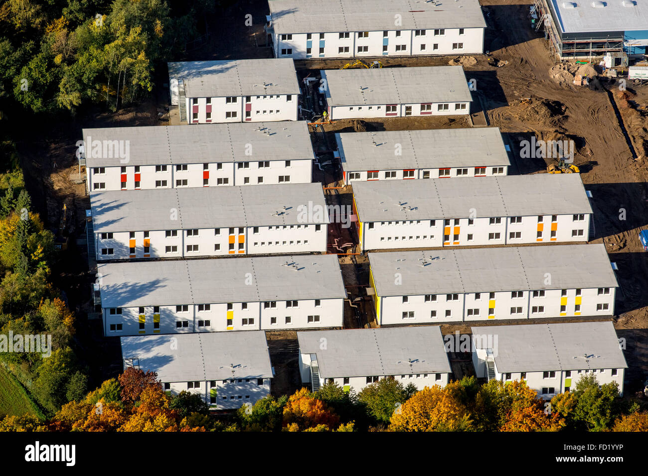 Expansion of refugee accommodation, Essen-Fischlaken, Essen, Ruhr district, North Rhine-Westphalia, Germany Stock Photo