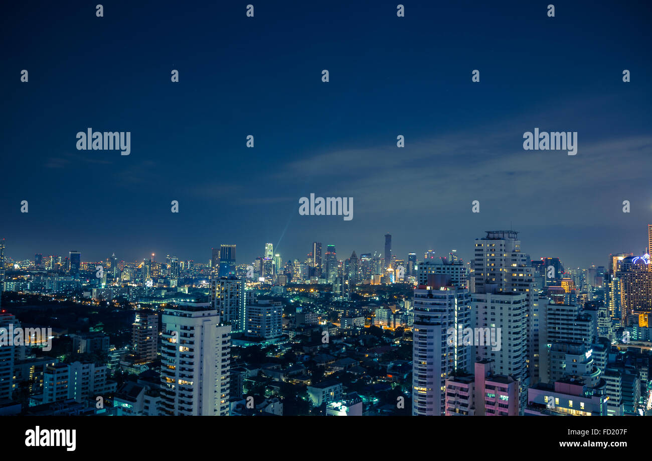 Bangkok skyline at night panorama Stock Photo - Alamy