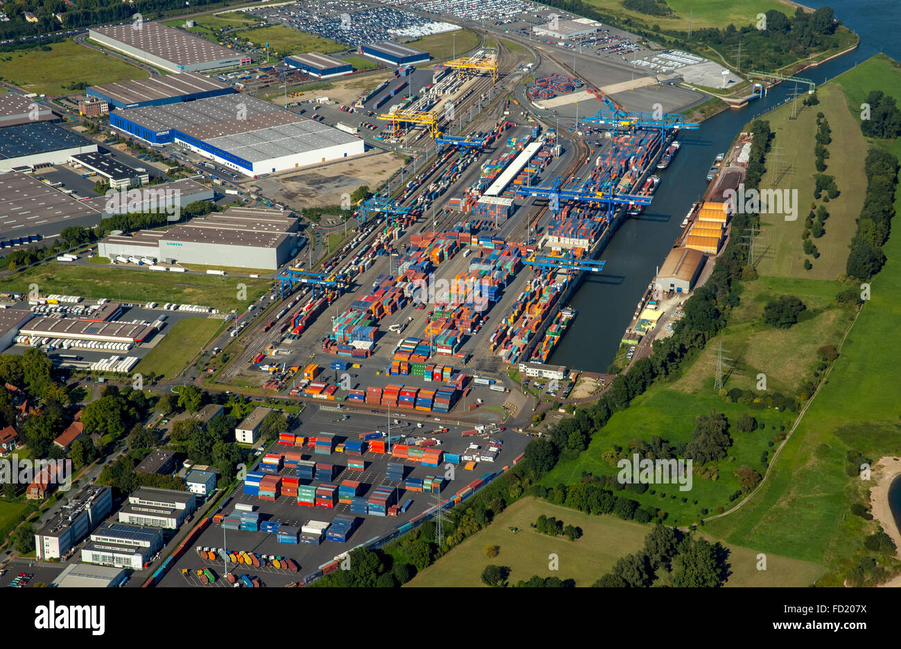 Logport I Duisport, logistics center Rheinhausen, Duisburg, Ruhr district, North Rhine-Westphalia, Germany Stock Photo