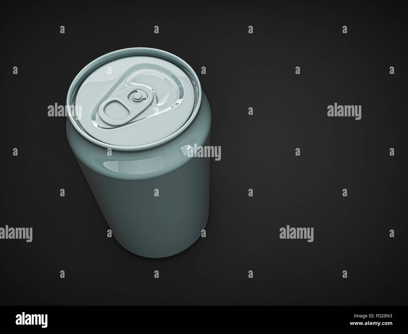 beer can. grey alluminium empty blank can on dark isolated background Stock Photo
