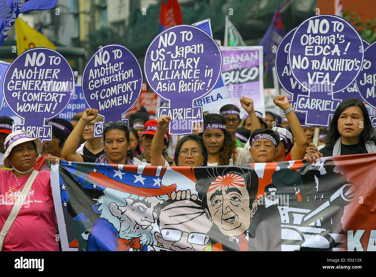 Manila Philippines 27th Jan 2016 Women Hold Placards During A