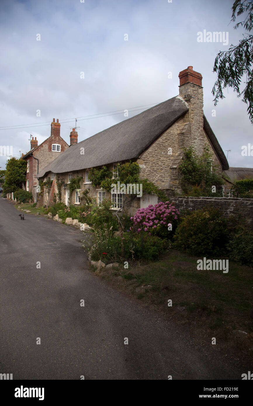 Thatched Cottages in Burton Bradstock, Dorset Stock Photo Alamy