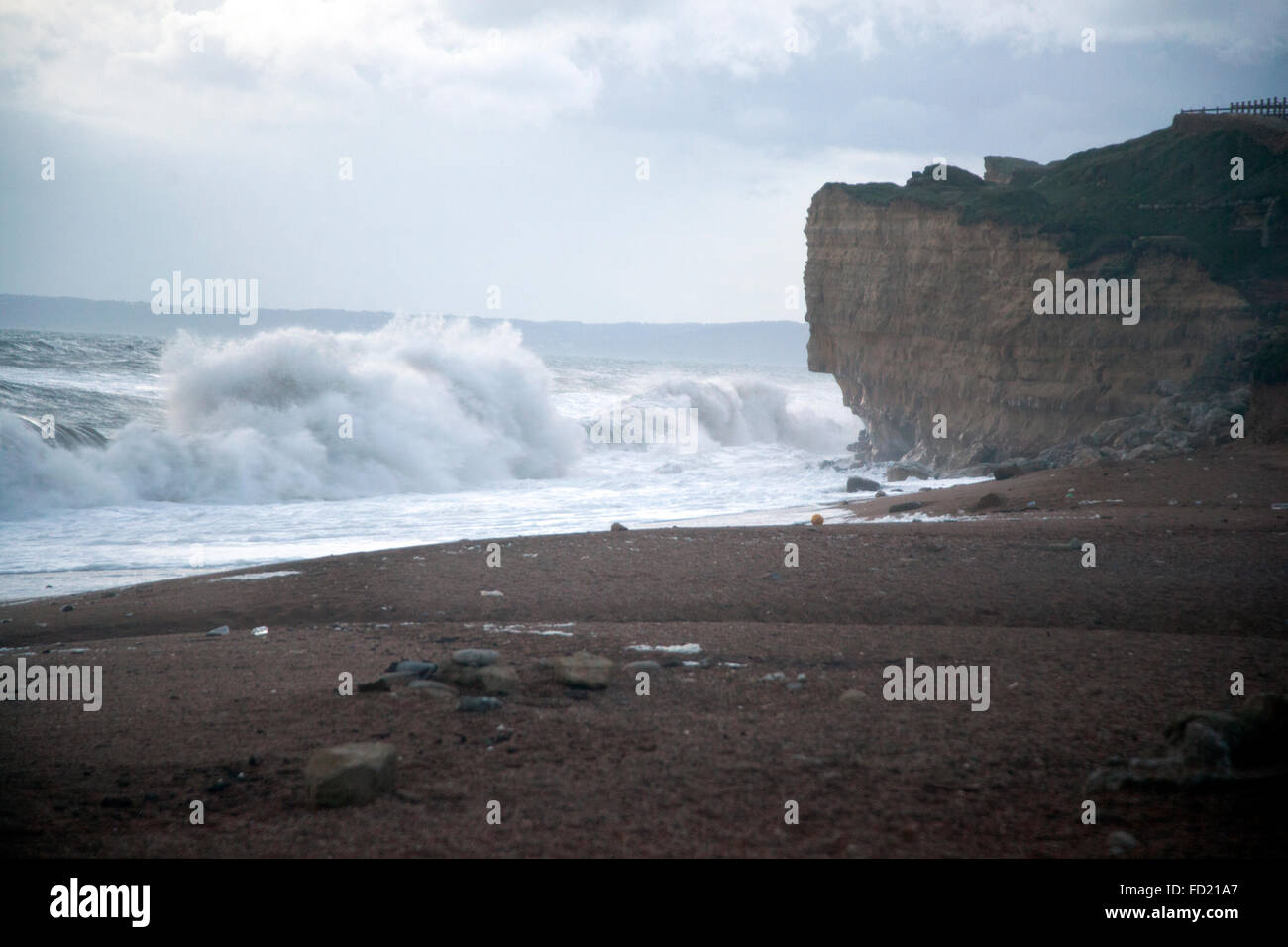 Heavy swell, Burton Bradstock beach, Dorset Stock Photo