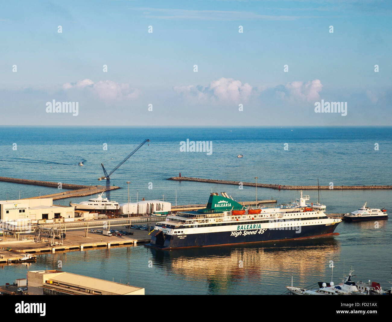 Balearia ferry from Ibiza docks at Denia harbour, Spain Stock Photo - Alamy
