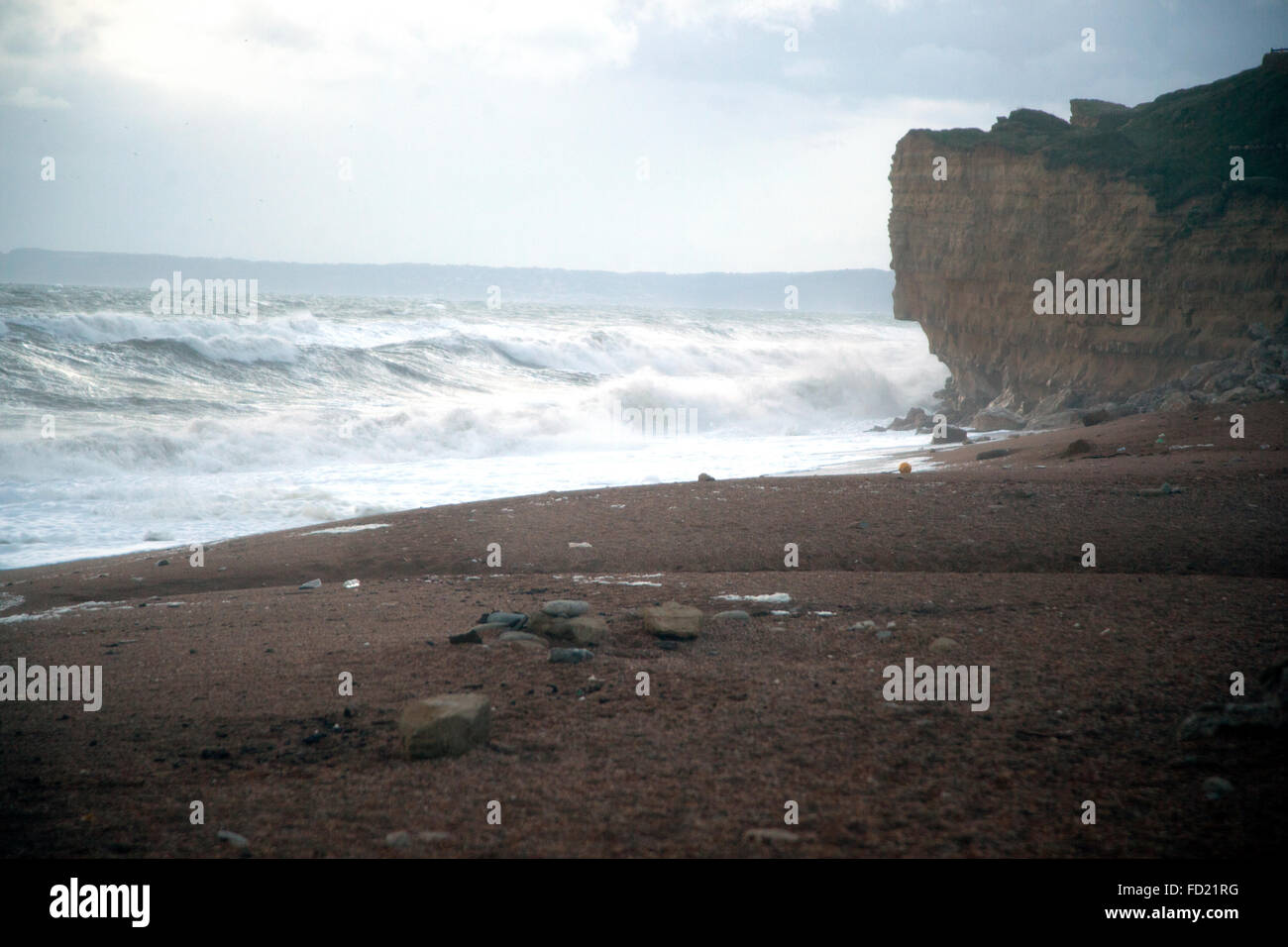 Heavy swell, Burton Bradstock Beach, Dorset Stock Photo