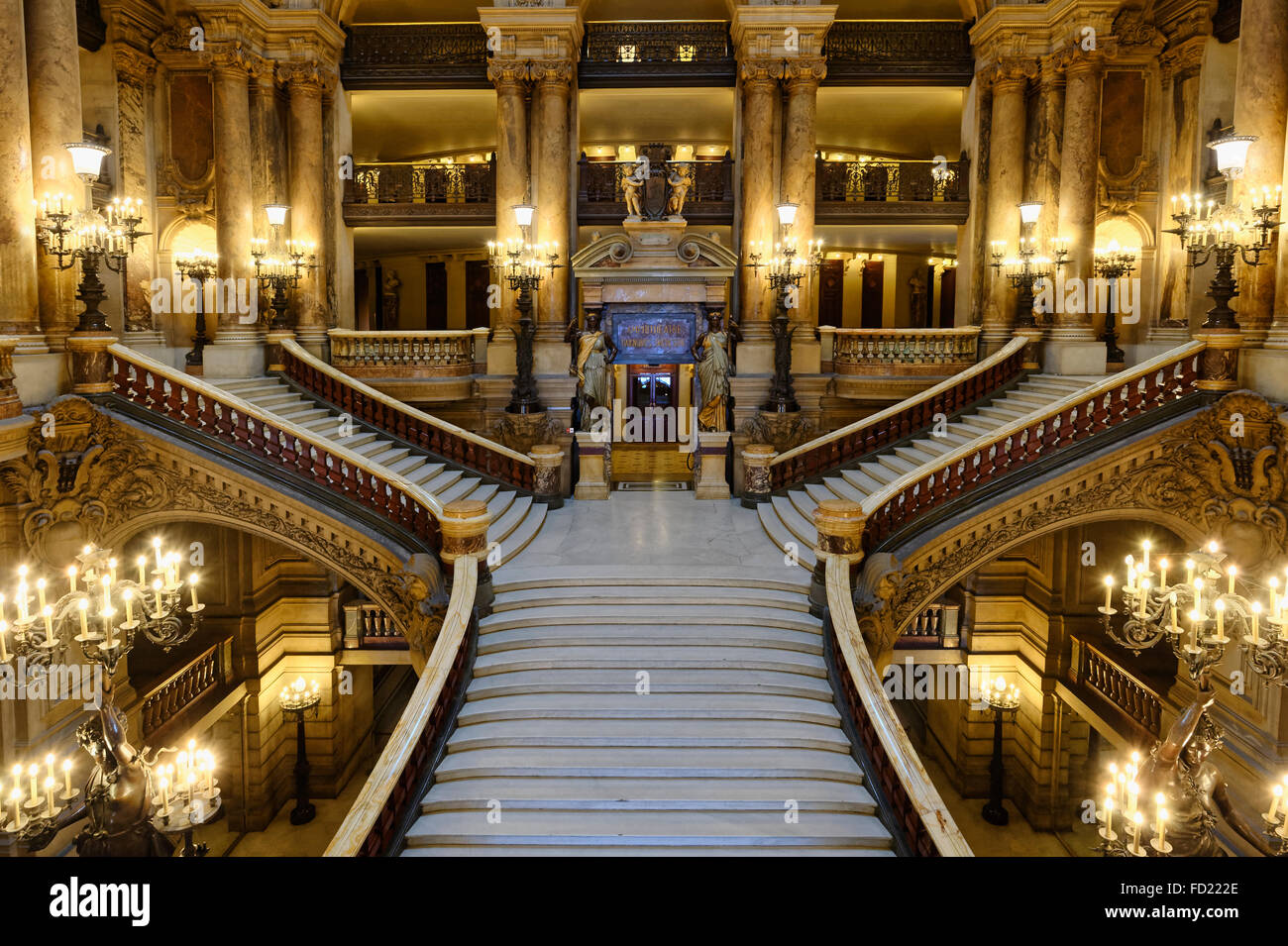 Opera Garnier, Grand Staircase, Paris, France Stock Photo