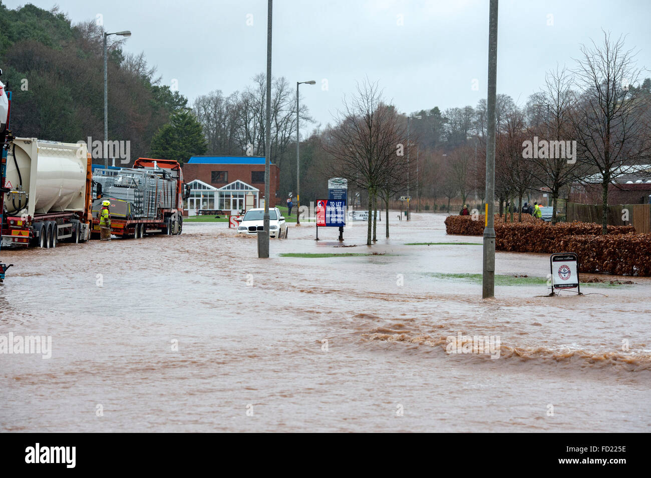 Jedburgh A68 UK. 27.Jan.2016. Flooding in Jedburgh Caption The