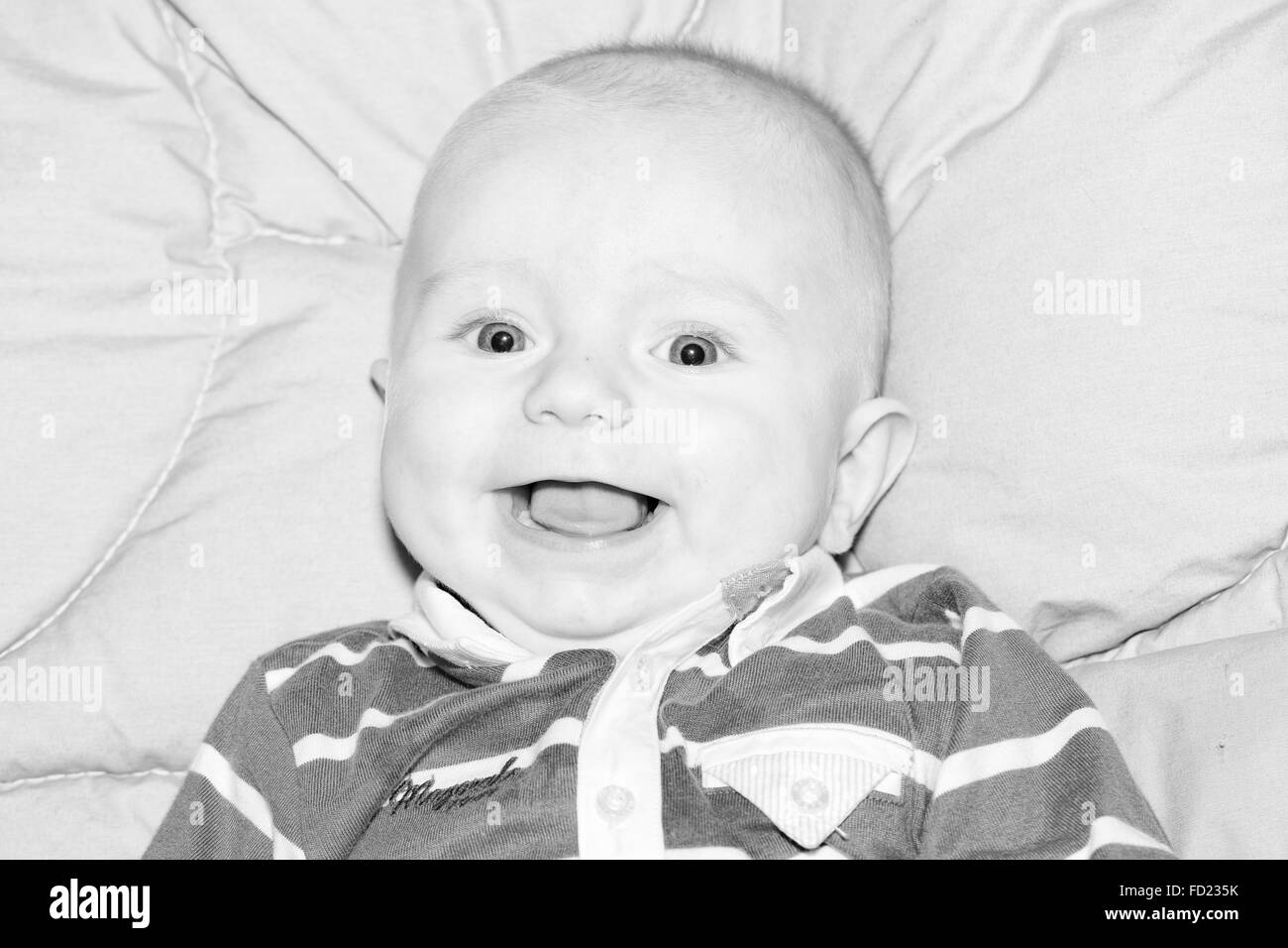 Portrait of a four months old baby boy black and white caucasian Stock