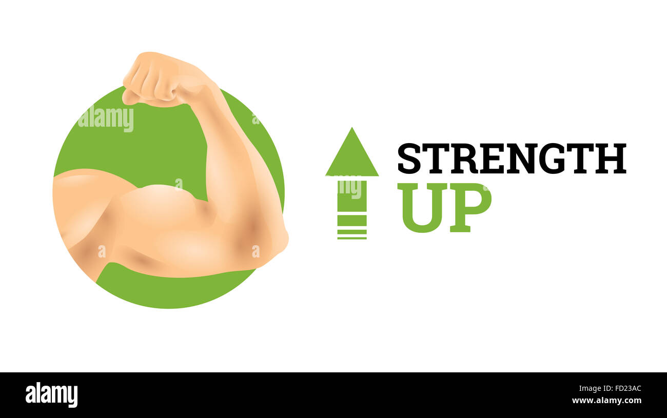 role playing game design interface element biceps strength up skill improve achievment illustration Stock Photo