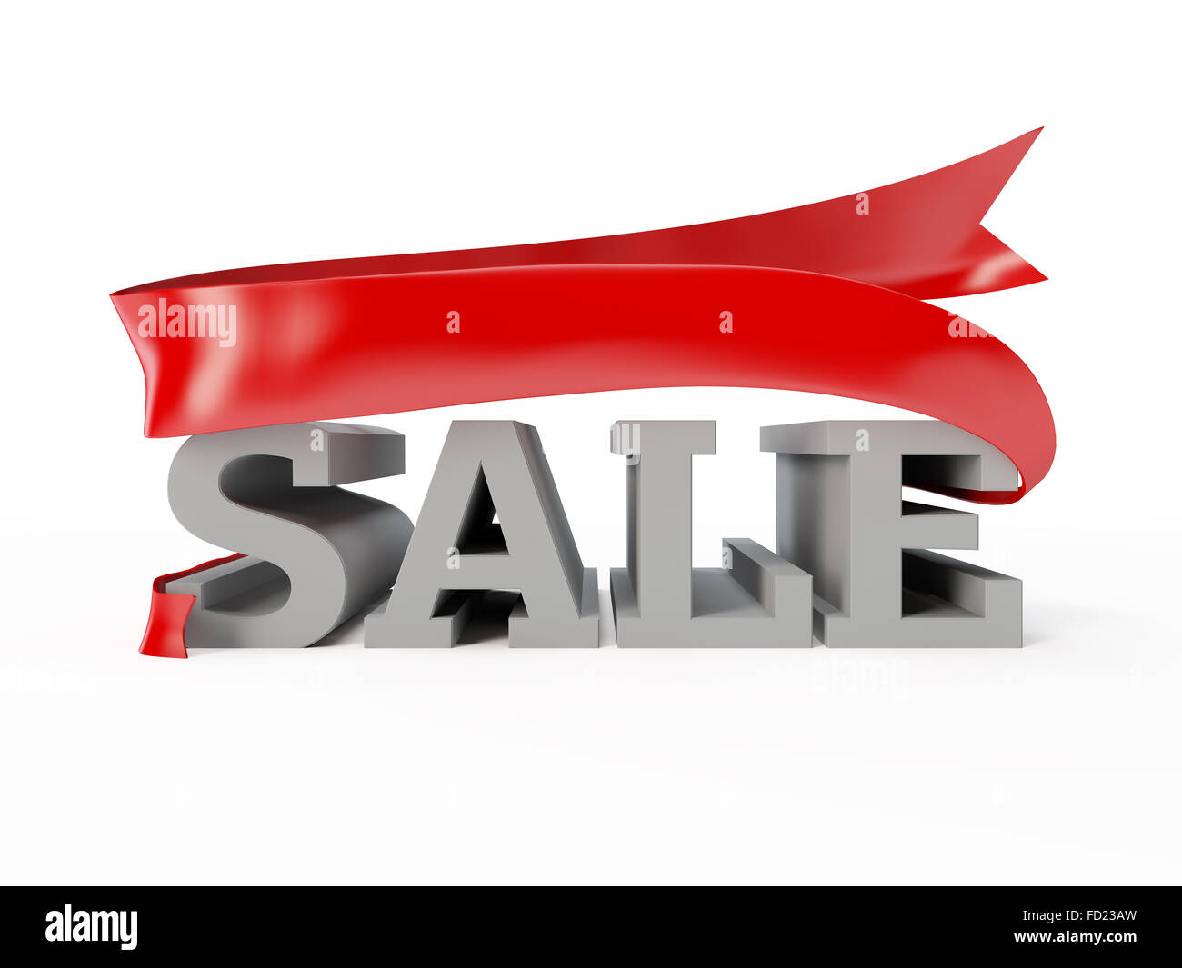 illustration for sale. volume letters with red ribbon wrapped. Illustration for advertising campaigns and promotion of goods and Stock Photo
