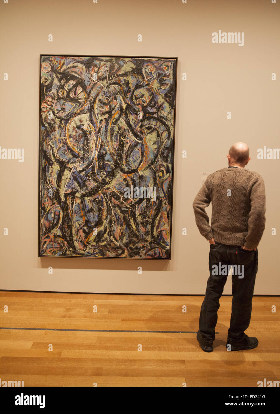 Works by Jackson Pollock at the Museum of Modern Art in New York City. Stock Photo