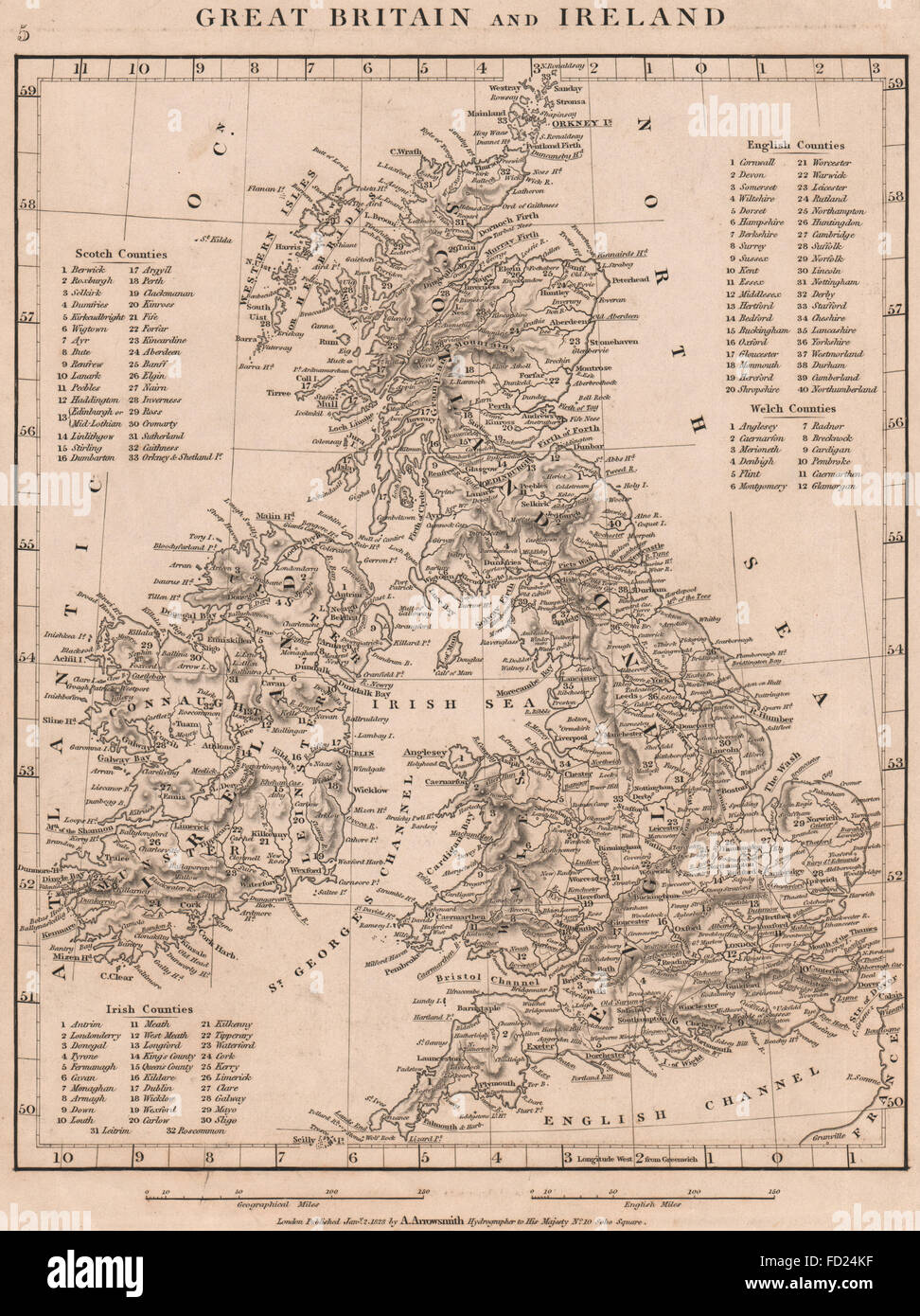 BRITISH ISLES: England Ireland Scotland Wales. Roman Roads. ARROWSMITH, 1828 map Stock Photo - Alamy