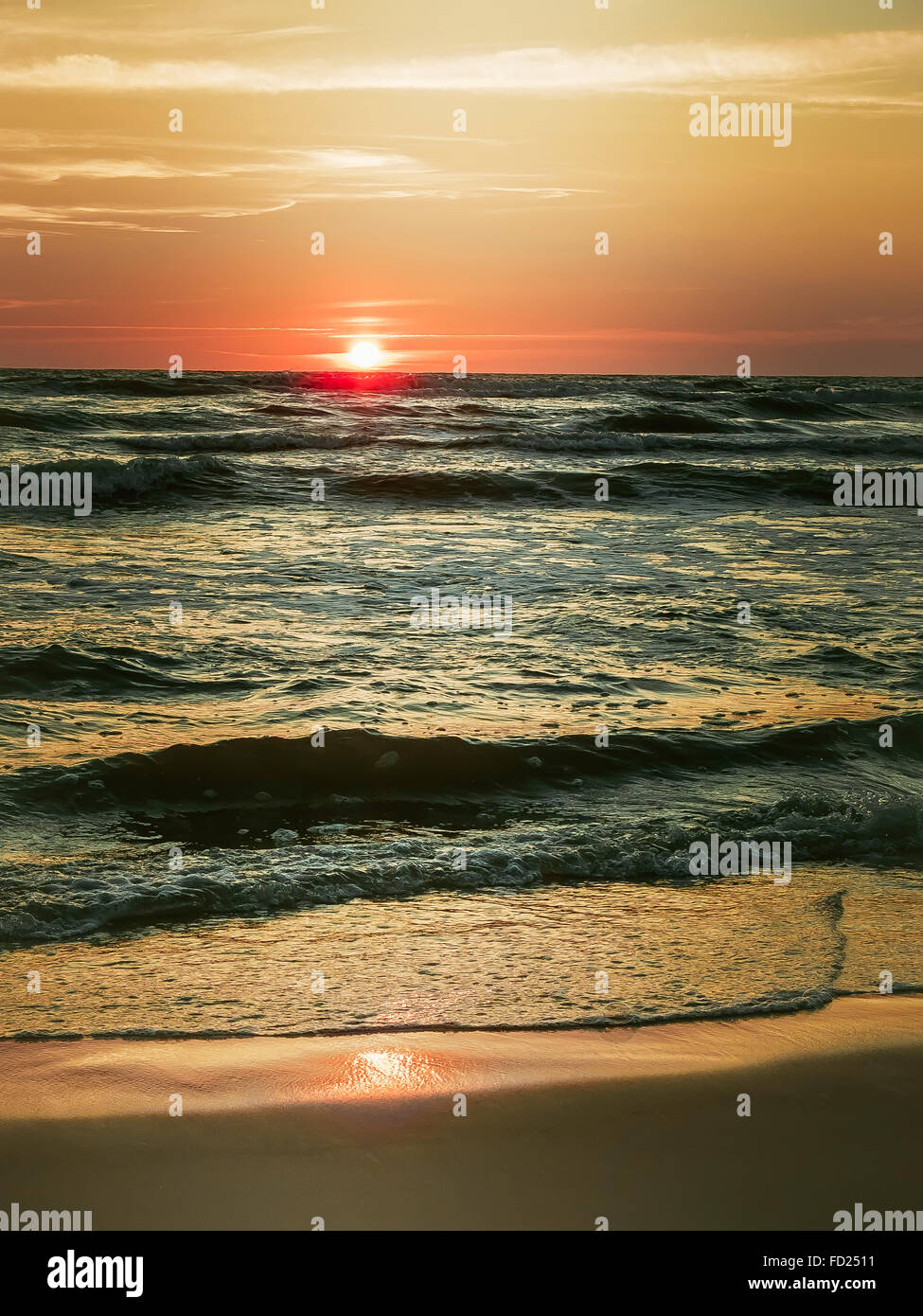 Beautiful Sunset At The Beach On The Baltic Sea Stock Photo - Alamy